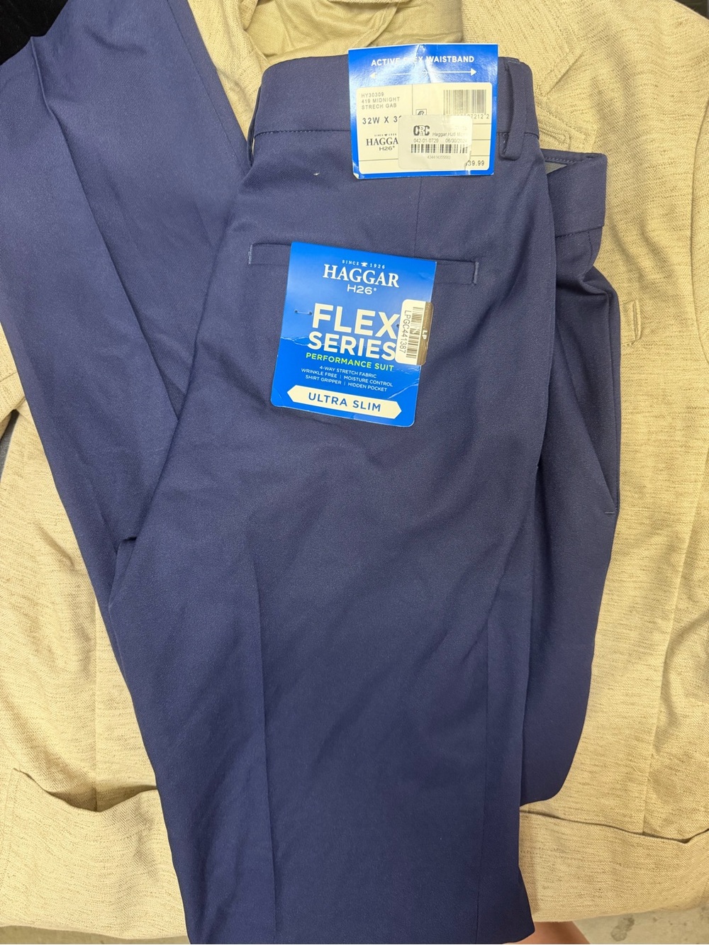 NWT Men Blue Haggar Performance Suit Pants 32 x 32